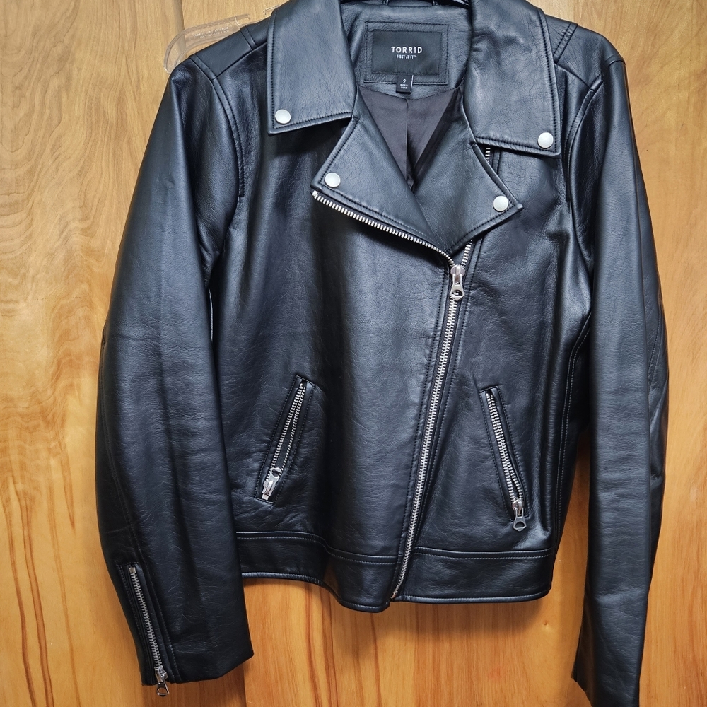 Faux leather moto jacket